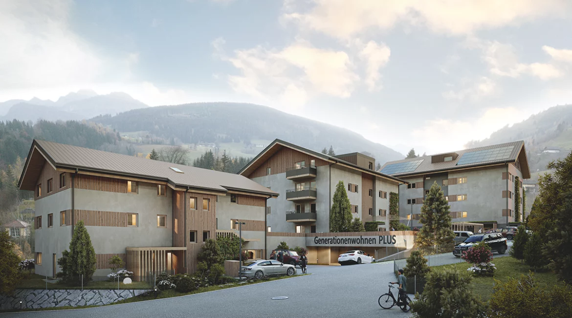 Visualisierung der Anlage Goldegg von vorne