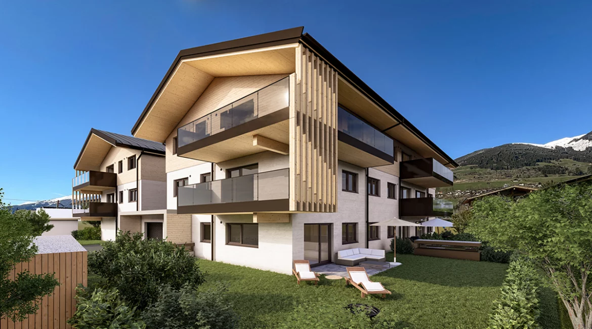 Visualisierung der Vorderansicht zum Bauprojekt in Mittersill