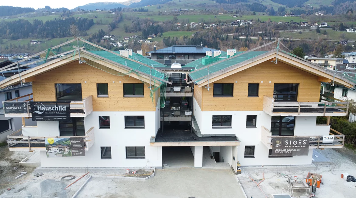 Drohnenfoto Baustelle Mittersill Aussenanlage in Arbeit